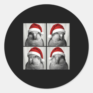 Funny Christmas Quaker Parrot Santa Photo Booth Classic Round Sticker