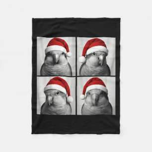 Funny Christmas Quaker Parrot Santa Photo Booth  Fleece Blanket