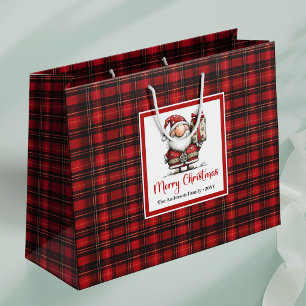 Funny Christmas Quirky Santa Watercolor Art Gift Large Gift Bag