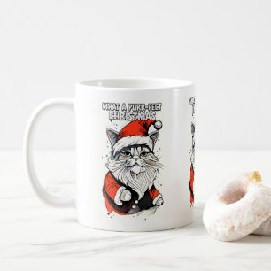 Funny Christmas Quote Cute Whimsical Santa Cat Coffee Mug