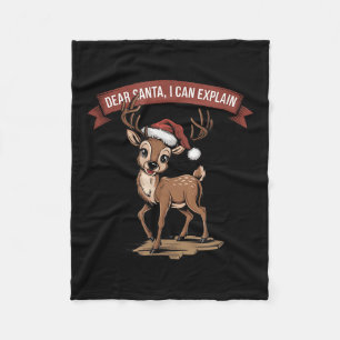Funny Christmas Quote - Dear Santa I Can Explain  Fleece Blanket