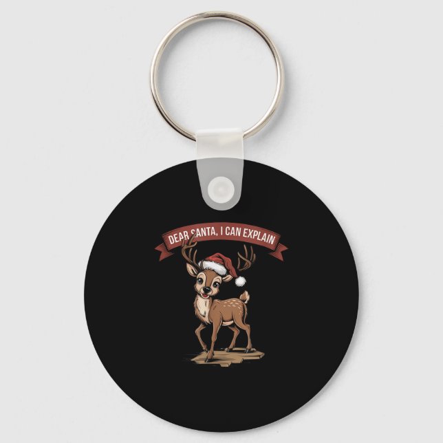 Funny Christmas Quote - Dear Santa I Can Explain  Key Ring (Front)