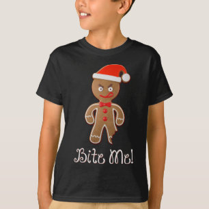 Funny Christmas Quote Saying Gingerbread Man Bite T-Shirt