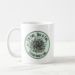 Funny Christmas Quote Tangled Lights I'm fine  Coffee Mug