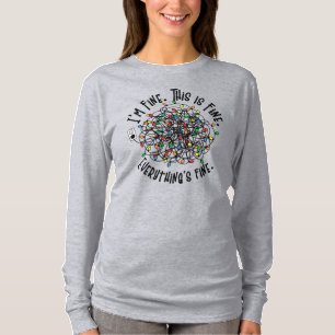 Funny Christmas Quote Tangled Lights I'm fine  T-Shirt
