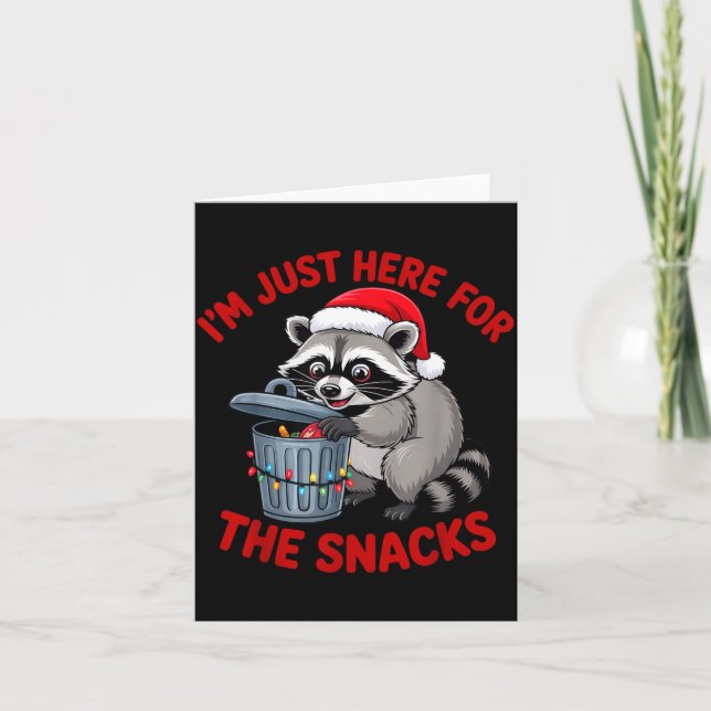 Funny Christmas Raccoon Shirt I'm Just Here For Th Card (Front)
