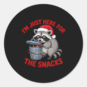 Funny Christmas Raccoon Shirt I'm Just Here For Th Classic Round Sticker