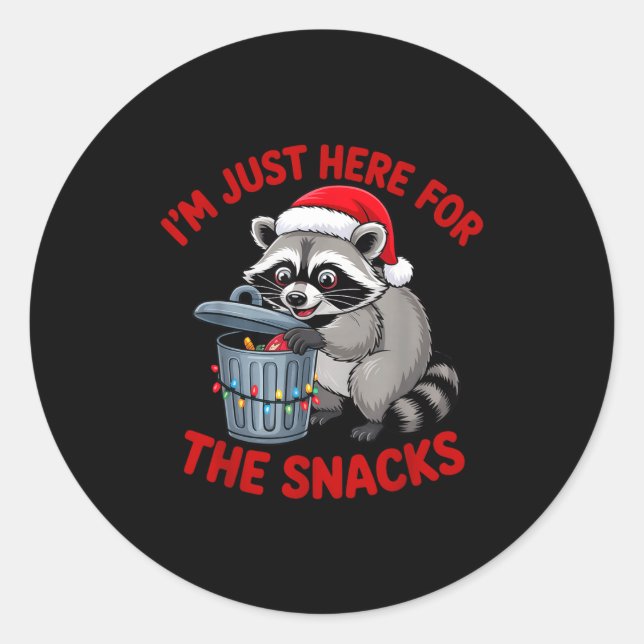 Funny Christmas Raccoon Shirt I'm Just Here For Th Classic Round Sticker (Front)