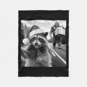 Funny Christmas Raccoon Shirt Raccoon Selfie With Fleece Blanket