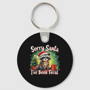 Funny Christmas Racoon Meme Sorry Santa I've Been Key Ring