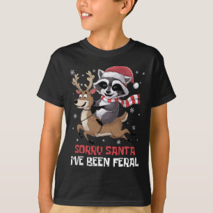 Funny Christmas Racoon Meme Sorry Santa I've Been T-Shirt