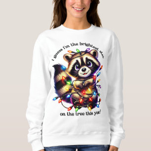 Funny Christmas racoon shirt with colourful lights