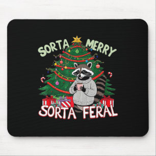 Funny Christmas Racoon Sorta Merry Sorta Santa Fe Mouse Pad