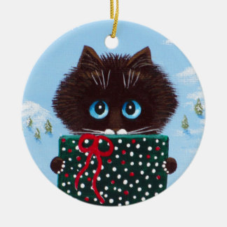Funny Christmas Ragdoll Cat Art Creationarts Ceramic Tree Decoration