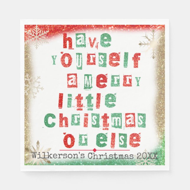 Funny Christmas Ransom Note from Santa Claus Napkin (Front)
