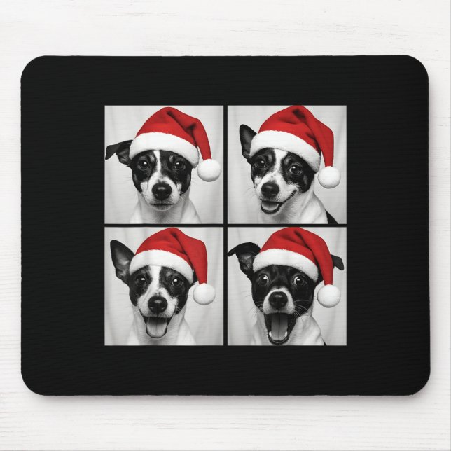 Funny Christmas Rat Terrier Santa Dog Lover Photo  Mouse Pad (Front)
