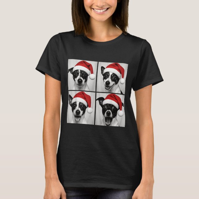 Funny Christmas Rat Terrier Santa Dog Lover Photo  T-Shirt (Front)