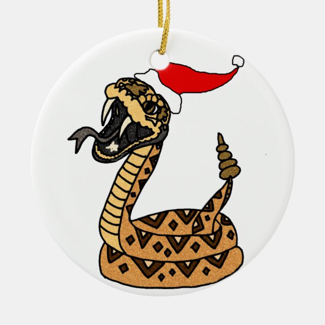 Funny Christmas Rattlesnake Ceramic Tree Decoration (Front)