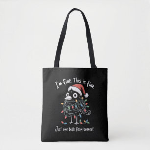 Funny Christmas Raven I’m Fine Burnout Sarcastic Tote Bag