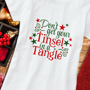 Funny Christmas Red Green Tinsel Quote Tri-Blend Shirt