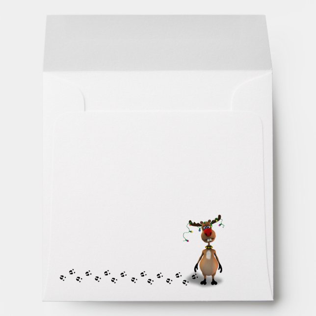 Funny Christmas Red Nosed Reindeer Envelopes (Back (Bottom))
