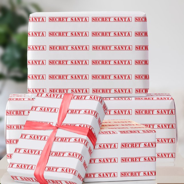 Funny Christmas Red Secret Santa  Wrapping Paper (Perfect wrapping paper for your annual Secret Santa Gift Exchange)
