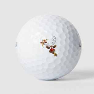 Funny christmas reindeer golf balls