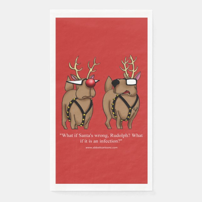 Funny Christmas Reindeer Guest Towel Napkins (Front)