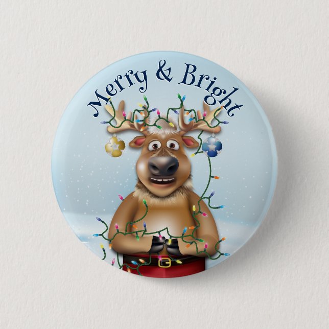 Funny Christmas Reindeer Holiday Cheer 6 Cm Round Badge (Front)