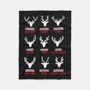 Funny Christmas Reindeer Hunter Deer Meat Hunting  Fleece Blanket