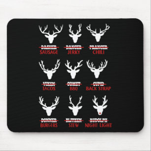 Funny Christmas Reindeer Hunter Deer Meat Hunting Mouse Pad