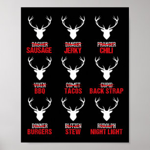 Funny Christmas Reindeer Hunter Deer Meat Hunting  Poster