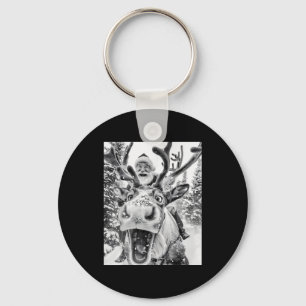 Funny Christmas Reindeer Selfie Santa Claus Xmas S Key Ring