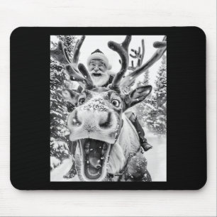 Funny Christmas Reindeer Selfie Santa Claus Xmas S Mouse Pad