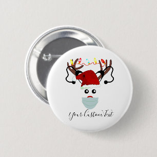Funny Christmas Reindeer Wearing Face Mask Custom 6 Cm Round Badge