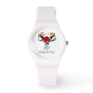Funny Christmas Reindeer Wearing Face Mask Watch