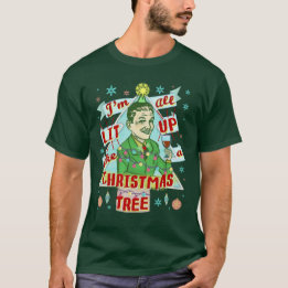 Funny Christmas Retro Drinking Humour Man Lit Up T-Shirt