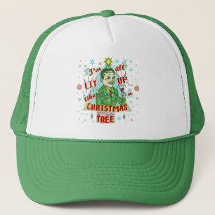 Funny Christmas Retro Drinking Humour Man Lit Up Trucker Hat