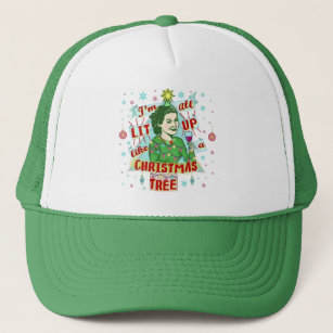 Funny Christmas Retro Drinking Humour Woman Lit Up Trucker Hat