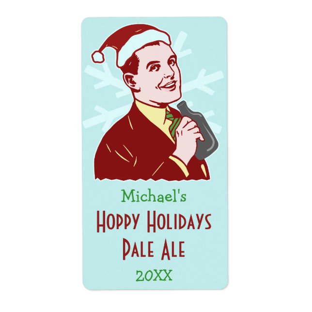 Funny Christmas Retro Holiday Beer Brewing Bottle (Front)