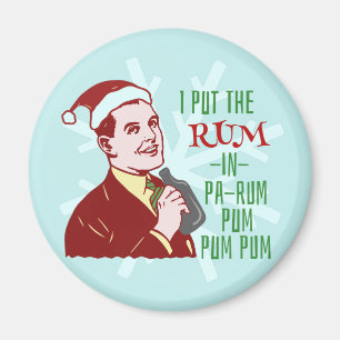 Funny Christmas Retro Rum Drinking Man Holiday Magnet
