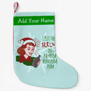 Funny Christmas Retro Rum Drinking Woman Holiday Small Christmas Stocking