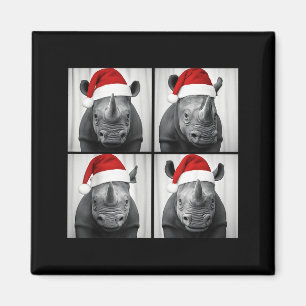Funny Christmas Rhinoceros Santa Photo Booth Safar Magnet