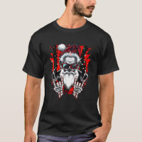 Funny Christmas Rock And Roll Skeleton Santa Claus