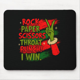 Funny Christmas Rock Paper Scissors Throat Punch  Mouse Pad