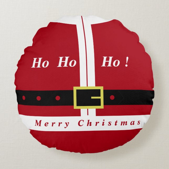 Funny Christmas Round Pillow Santa Claus Design (Front)