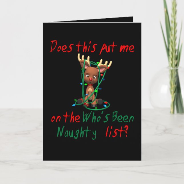 Funny Christmas  Rudolph's Been Naughty Holiday Card (Front)