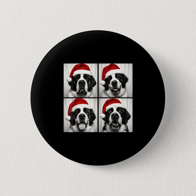 Funny Christmas Saint Bernard Santa Dog Lover Phot 6 Cm Round Badge (Front)