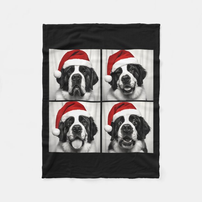 Funny Christmas Saint Bernard Santa Dog Lover Phot Fleece Blanket (Front)