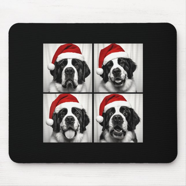 Funny Christmas Saint Bernard Santa Dog Lover Phot Mouse Pad (Front)